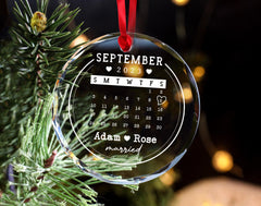 Personalized Christmas Ornament Wedding Date, Christmas Ornament With Wedding Date, Wedding Date Ornament, Wedding Date Calendar Ornament