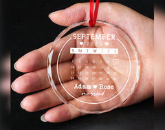 Personalized Christmas Ornament Wedding Date, Christmas Ornament With Wedding Date, Wedding Date Ornament, Wedding Date Calendar Ornament