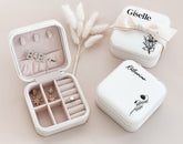 Engraved Jewelry Box Travel, Travel Jewelry Box, Customized Jewelry Box, Custom Birth Flower Jewelry Box, Birth Flower Cups Bridesmaid Gift