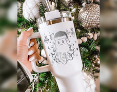 Christmas Ghost Tumbler, Cute Christmas Ghost Tumbler, Boojee Ghost Tumbler, Xmas Holiday Tumbler 40OZ,Engraved Tumbler 40OZ