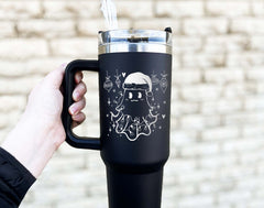 Christmas Ghost Tumbler, Cute Christmas Ghost Tumbler, Boojee Ghost Tumbler, Xmas Holiday Tumbler 40OZ,Engraved Tumbler 40OZ