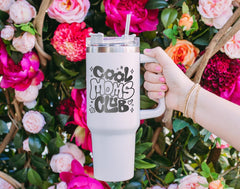 Cool Moms Club 40oz Tumbler, Engraved Tumbler, Engraved Tumbler With Handle, Engraved Tumbler, Gift for Mom, Cool Mom Gift, Mom Tumbler