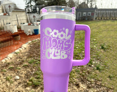 Cool Moms Club 40oz Tumbler, Engraved Tumbler, Engraved Tumbler With Handle, Engraved Tumbler, Gift for Mom, Cool Mom Gift, Mom Tumbler