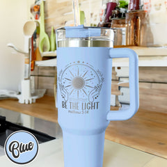 Be The Light Matthew Tumbler, 40oz Tumbler With Engraving, Engraved Tumbler 40oz, Engraved Tumbler With Handle, Christian Retreat Gift