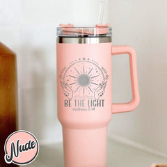 Be The Light Matthew Tumbler, 40oz Tumbler With Engraving, Engraved Tumbler 40oz, Engraved Tumbler With Handle, Christian Retreat Gift