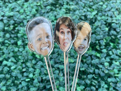 Printed Face Stir Stick, Acrylic Cocktail Sticks, Wedding Drink Stirrers, Print YOUR own image, 2-Sided, Childhood Baby Photos