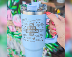 Mental Health Matters Tumbler, Mental Health Awareness Tumbler,Daily Affirmation Tumbler, 40oz Engraved Tumbler,Engraved Tumbler With Handle