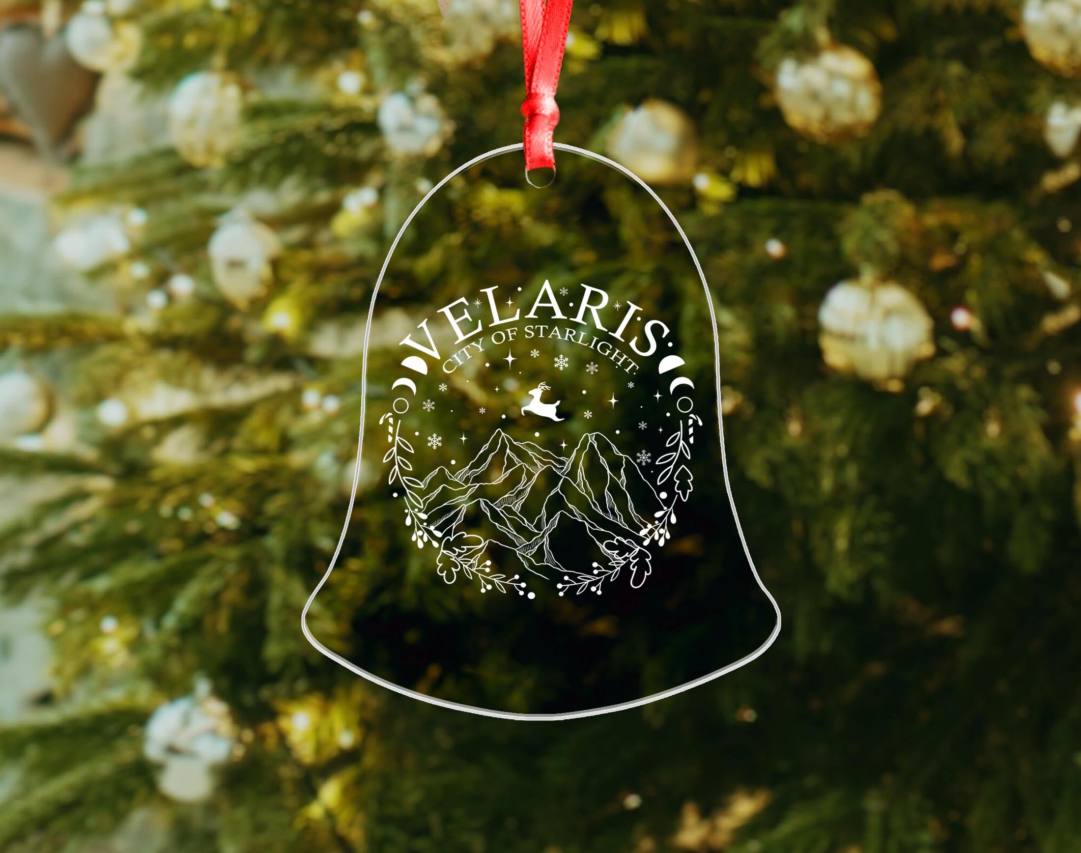 Clear Glass Ornament, Velaris Ornament, Glass Ornaments Engraved, Glass Ornament Engraved, Glass Christmas Ornaments, Acotar Christmas Gift