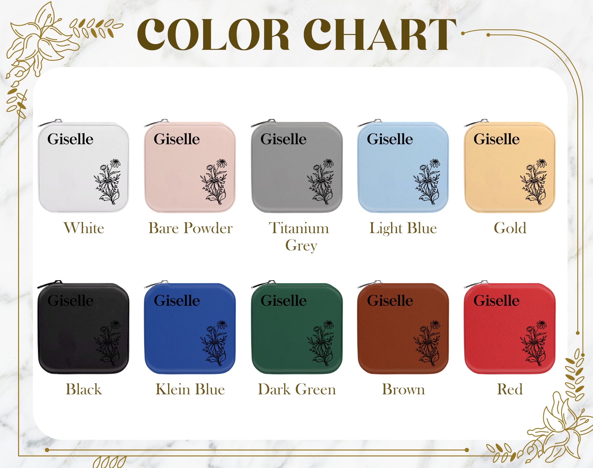 Engraved Jewelry Box Travel, Travel Jewelry Box, Customized Jewelry Box, Custom Birth Flower Jewelry Box, Birth Flower Cups Bridesmaid Gift