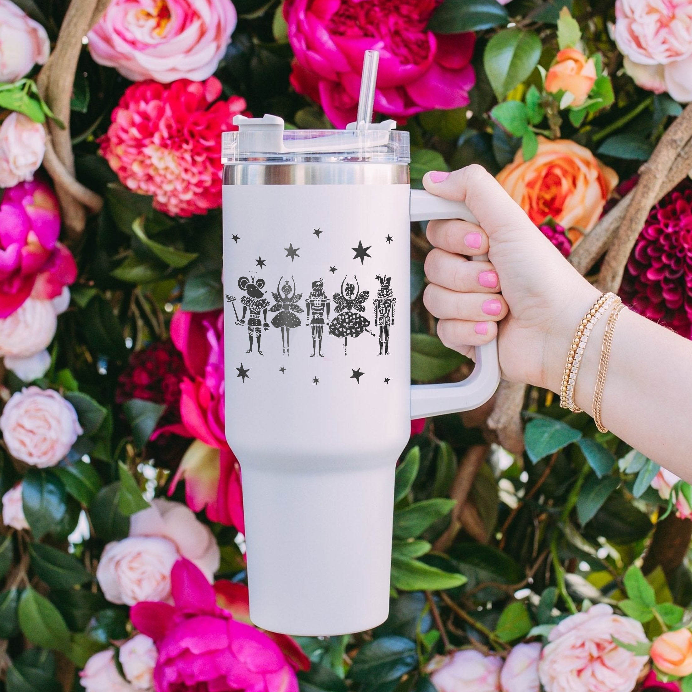 Nutcracker Ballet Tumbler 40OZ, Christmas 40OZ Tumbler, Engraved Tumbler, Engraved Tumbler With Handle,Engraved Tumbler,Nutcracker Christmas