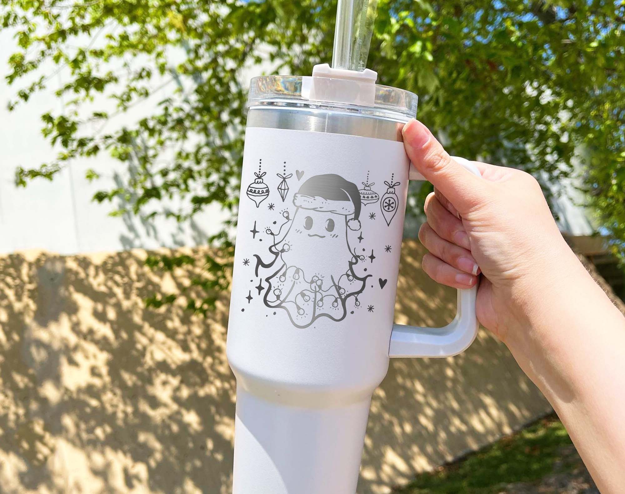Christmas Ghost Tumbler, Cute Christmas Ghost Tumbler, Boojee Ghost Tumbler, Xmas Holiday Tumbler 40OZ,Engraved Tumbler 40OZ