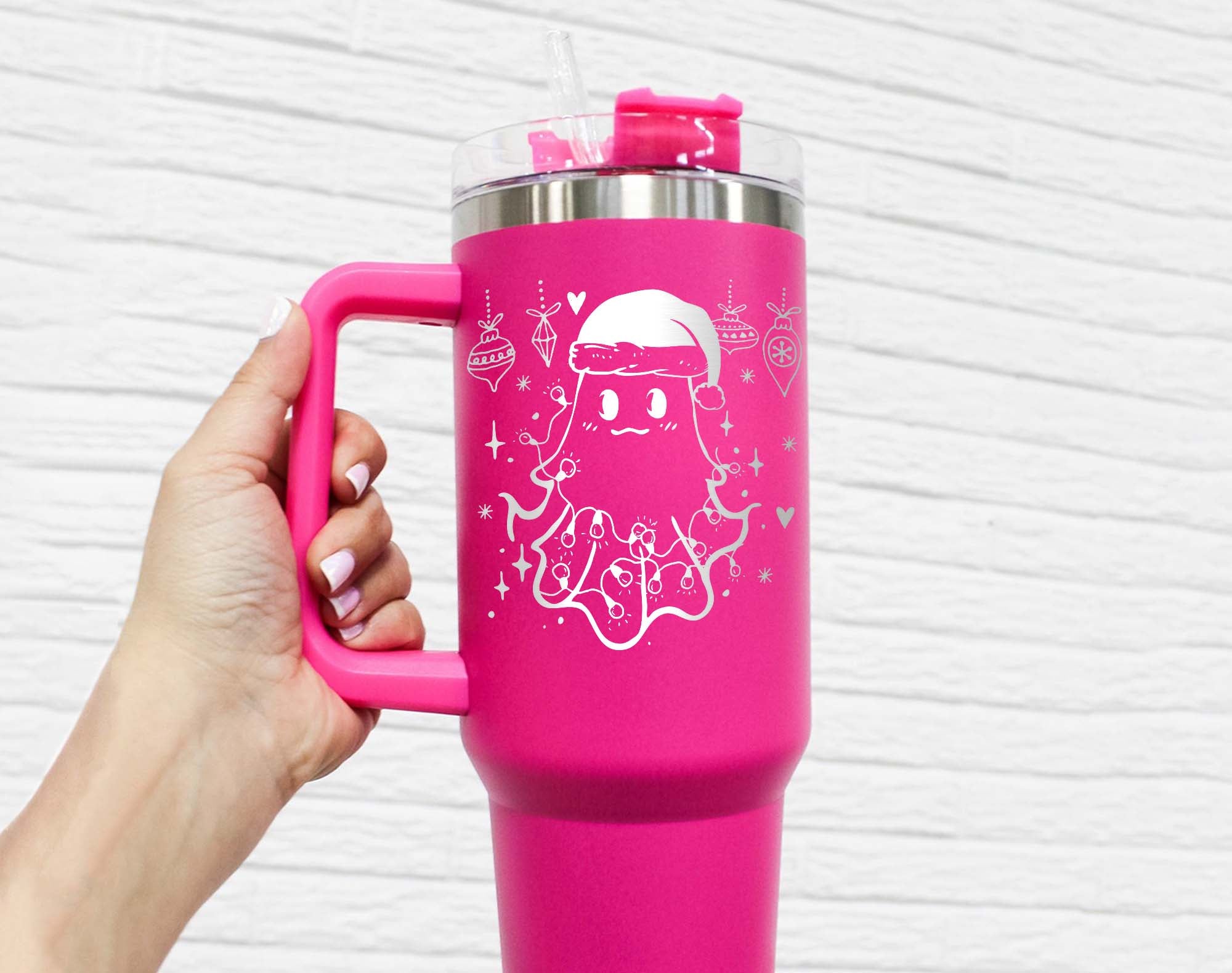 Christmas Ghost Tumbler, Cute Christmas Ghost Tumbler, Boojee Ghost Tumbler, Xmas Holiday Tumbler 40OZ,Engraved Tumbler 40OZ