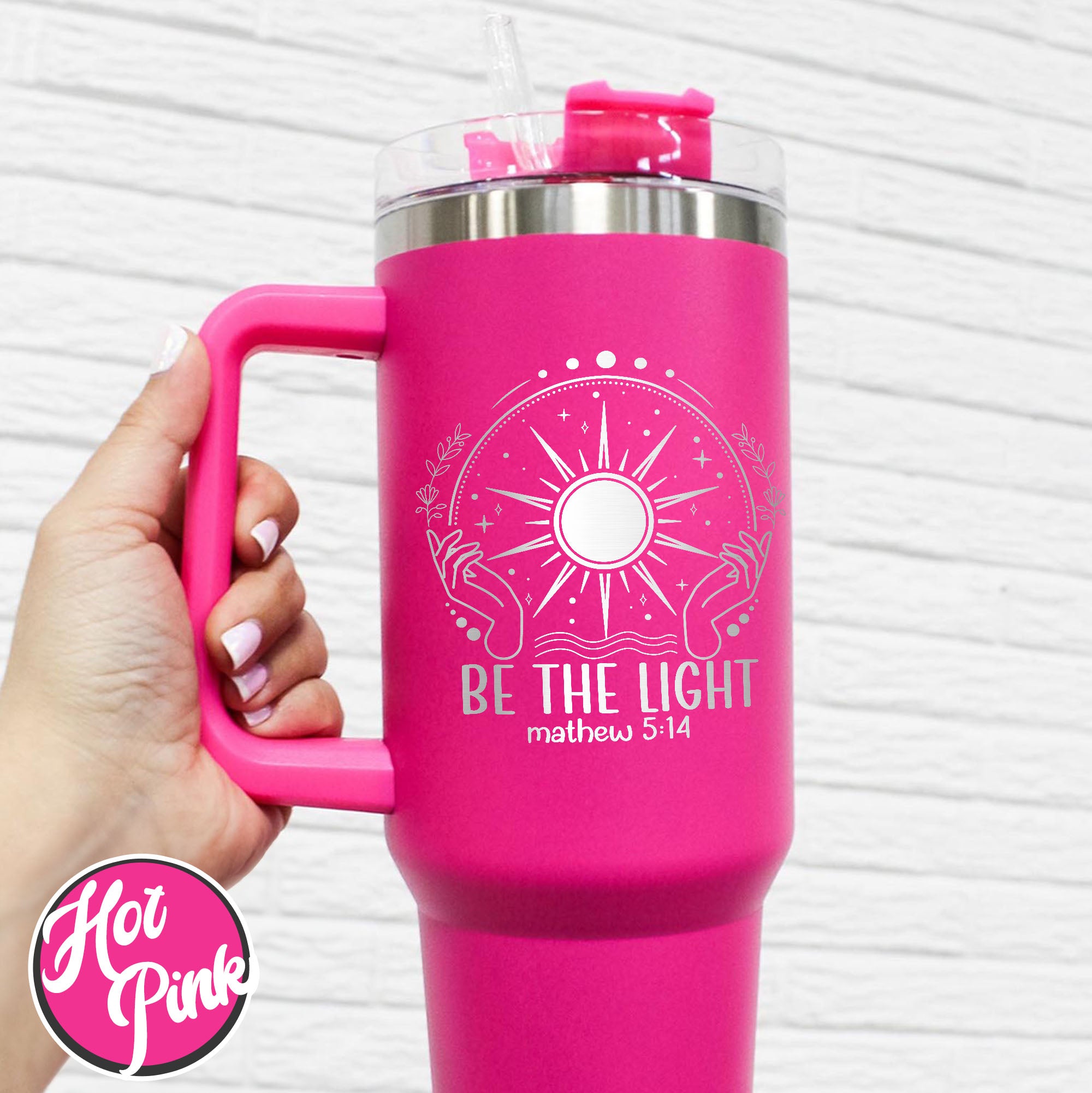 Be The Light Matthew Tumbler, 40oz Tumbler With Engraving, Engraved Tumbler 40oz, Engraved Tumbler With Handle, Christian Retreat Gift