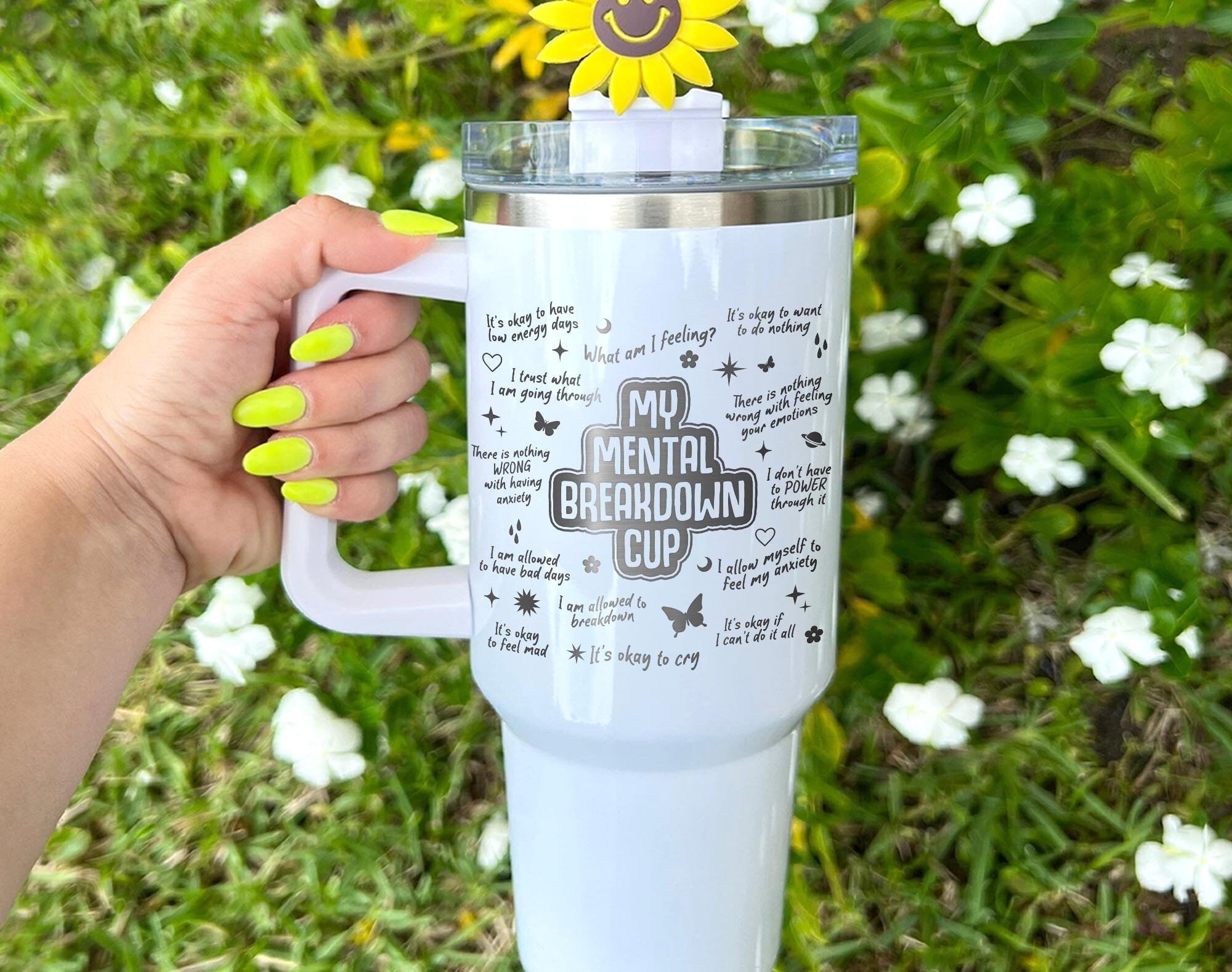 Mental Health Matters Tumbler, Mental Health Awareness Tumbler,Daily Affirmation Tumbler, 40oz Engraved Tumbler,Engraved Tumbler With Handle