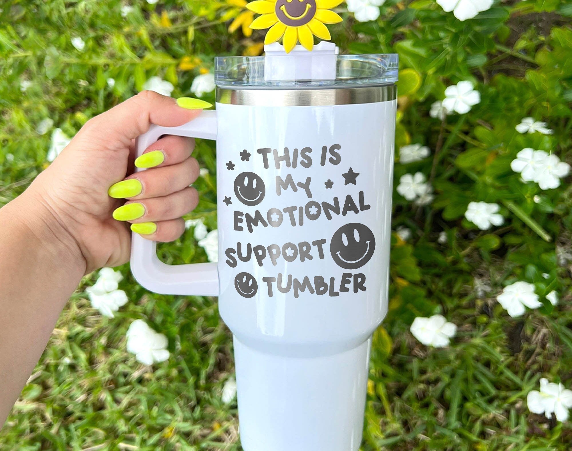 Emotional Support Tumbler 40oz, Emotional Support Tumbler, Engraved Tumbler With Handle, Engraved Tumbler 40oz,Mental Health Matters Tumbler