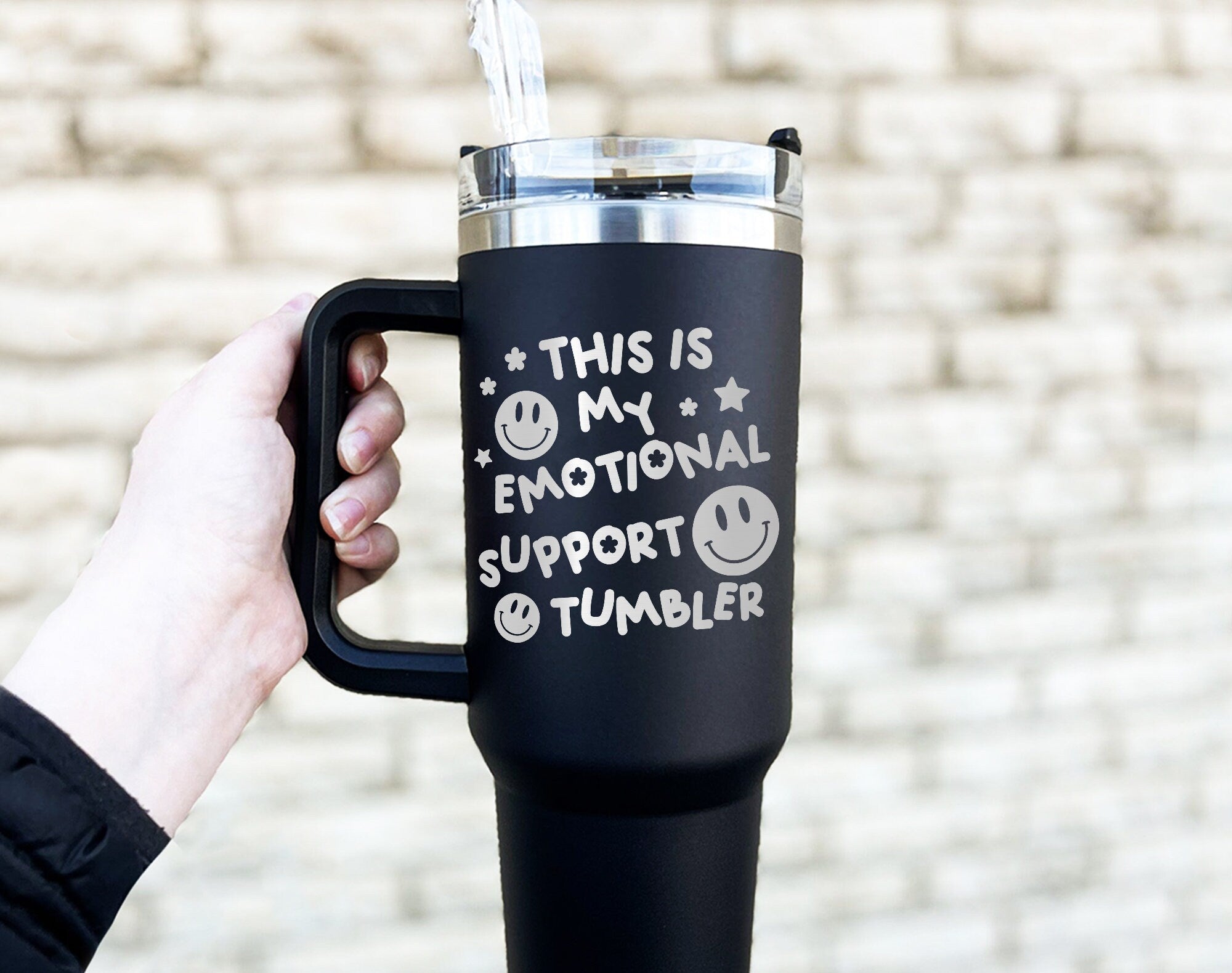 Emotional Support Tumbler 40oz, Emotional Support Tumbler, Engraved Tumbler With Handle, Engraved Tumbler 40oz,Mental Health Matters Tumbler