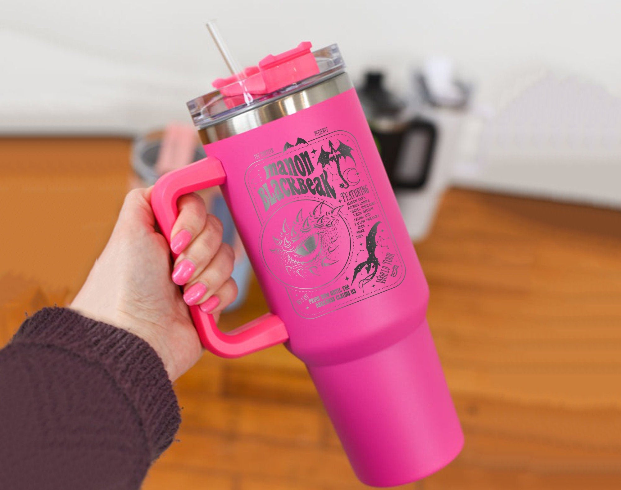 Manon Blackbeak Tumbler, Manon Blackbeak Throne of Glass Tumbler, Engraved Tumbler With Handle,Engraved Tumbler 40oz,Throne of Glass Tumbler